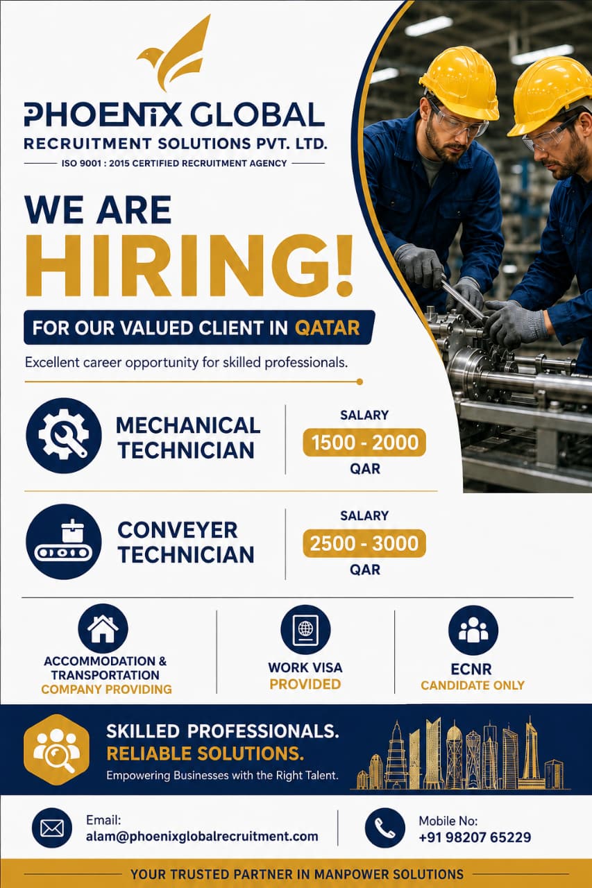 WE ARE HIRING! FOR OUR VALUED CLIENT IN QATAR